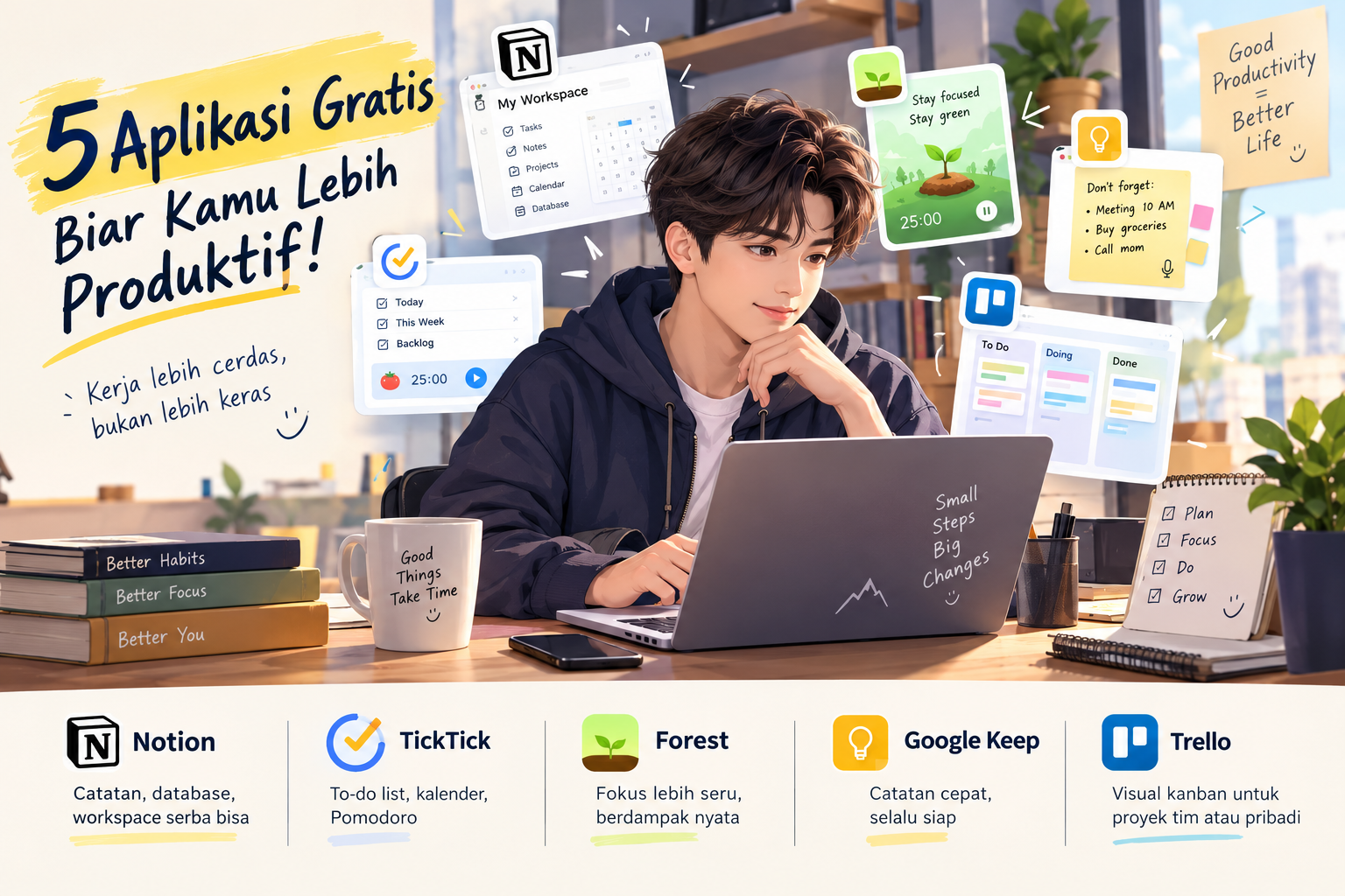 5 Aplikasi Gratis yang Bisa Bikin Hidupmu 2x Lebih Produktif